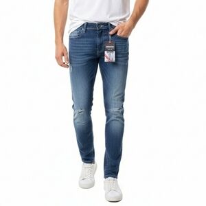 Company 81 Slim Fit Jeans Mens Size 28 x 30 Distressed Blue Dark Wash